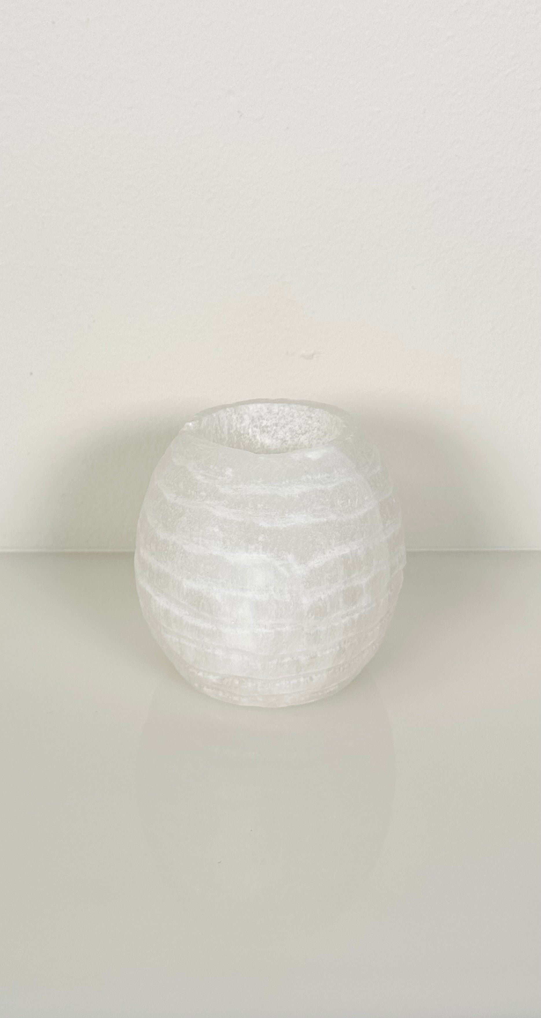 Selenite Snowball Tealight Holder