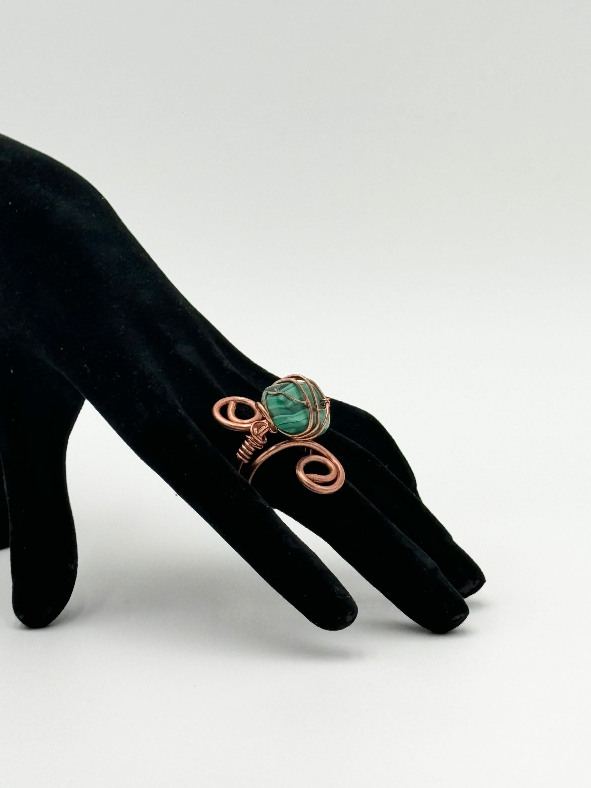 Malachite Copper Swirl Ring