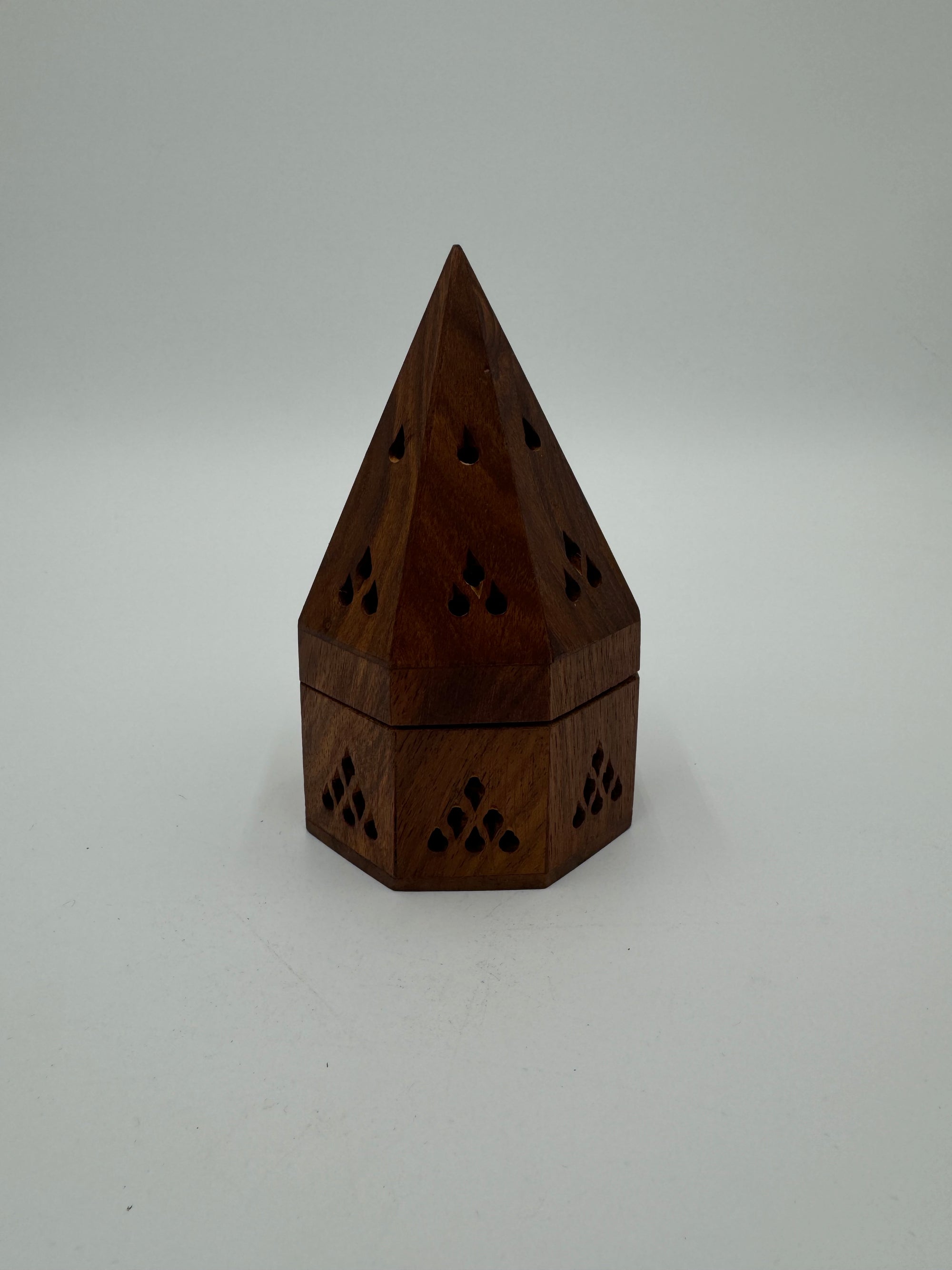 Wooden Temple Cone/Charcoal Burner 5.5"H