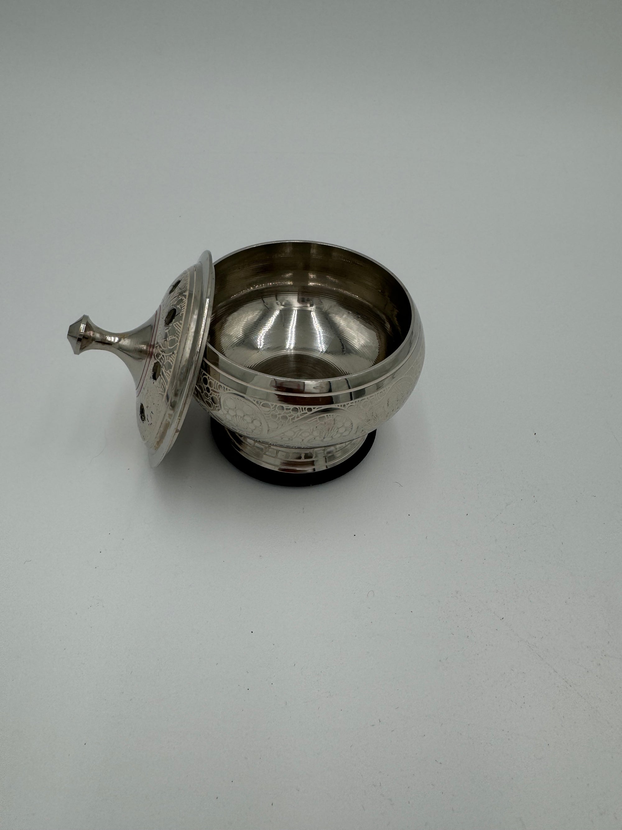 Silver Finish Colorful Engraved Brass Charcoal Burner