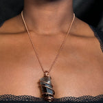 Smoky Quartz Copper Wrapped Crystal Chain Necklace