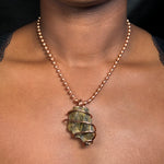 Tiger's Eye Copper Wrapped Crystal Chain Necklace