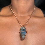 Raw Labradorite Copper Wrapped Crystal Chain Necklace