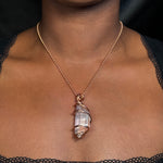 Clear Quartz Point Copper Wrapped Crystal Chain Necklace