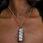 Selenite Wand Copper Wrapped Crystal Chain Necklace