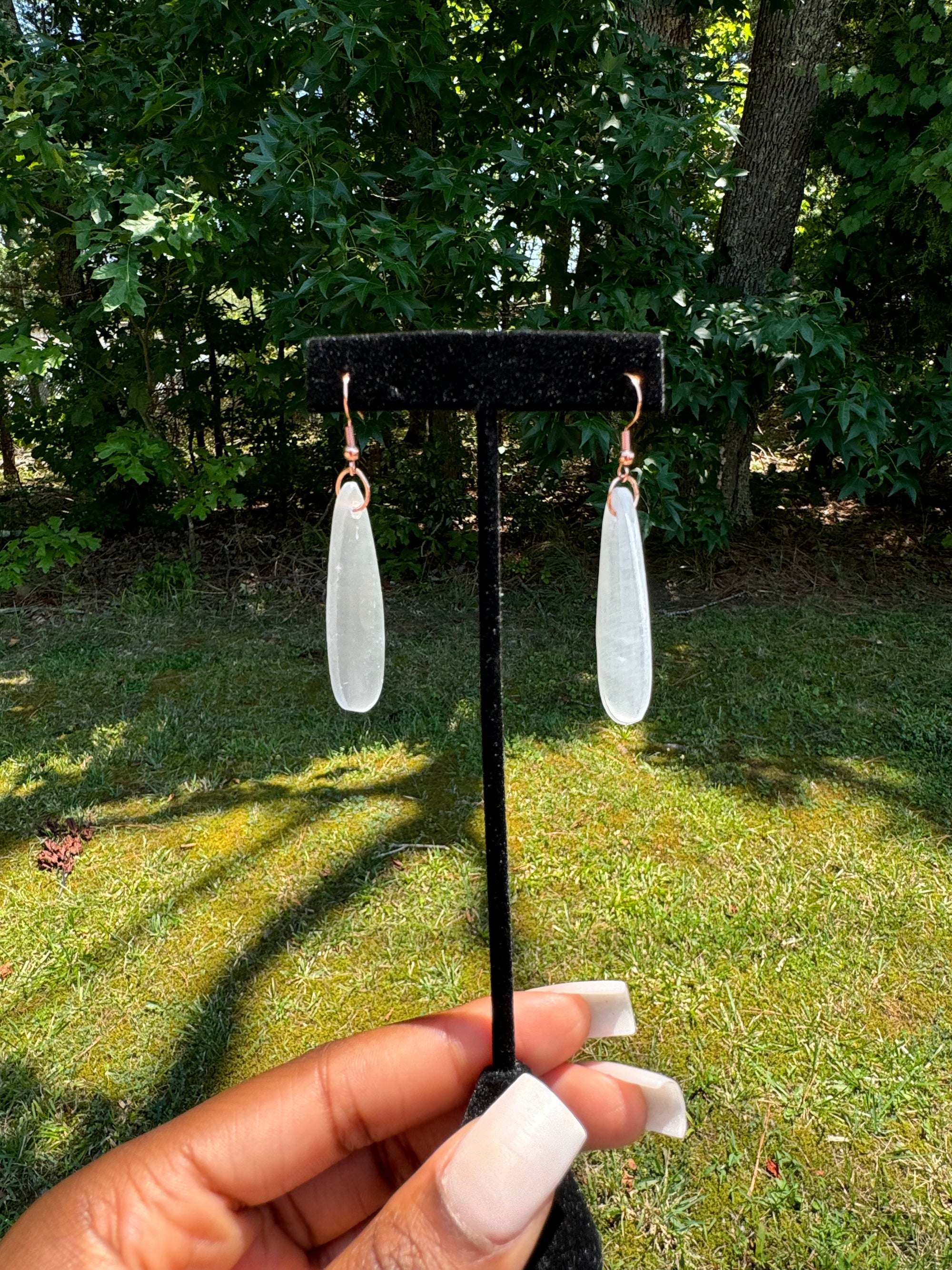 Selenite Oval Earrings