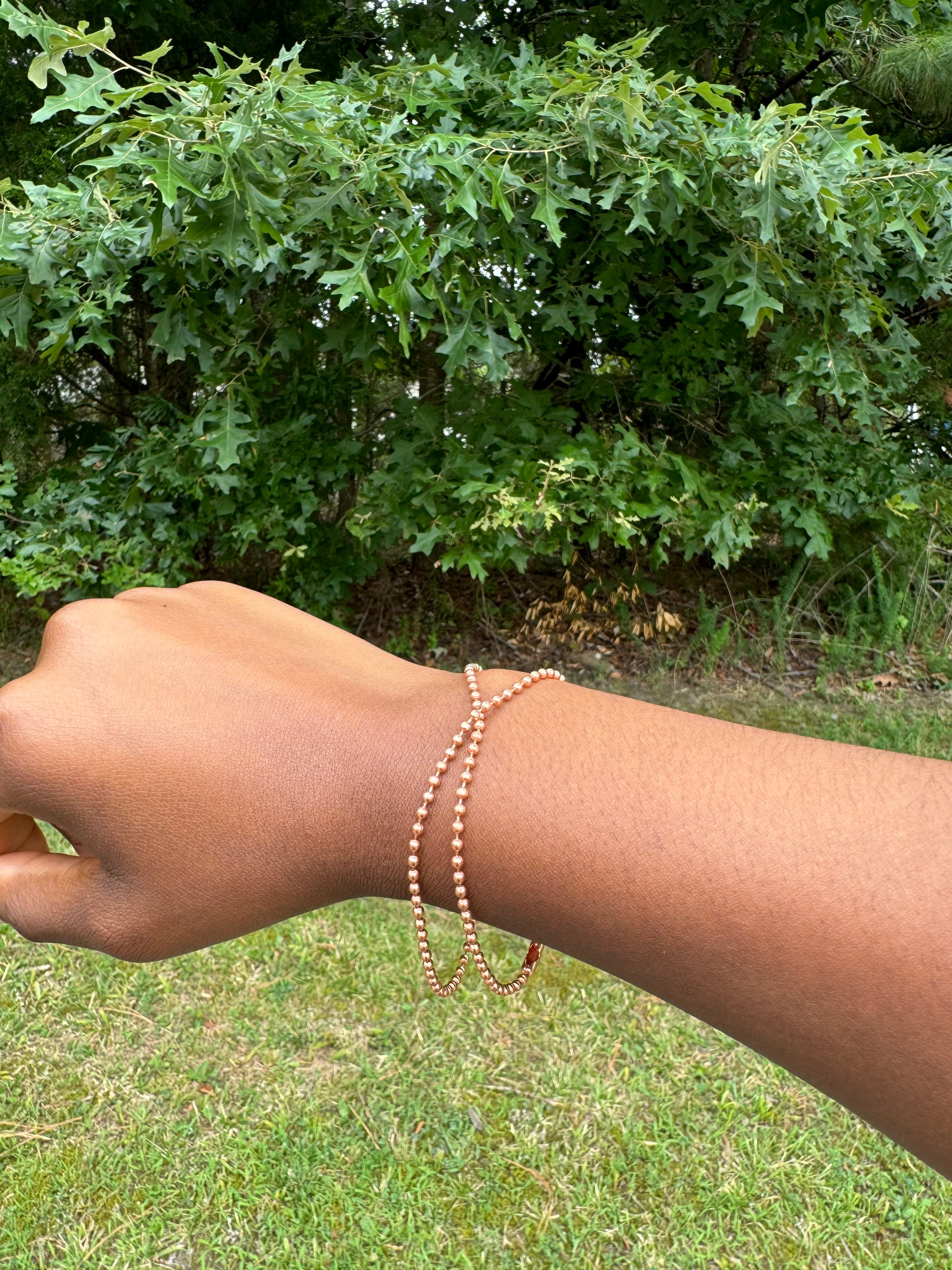 "Infinity"Skinny Copper Beaded Bracelet