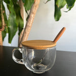 "Bambi" Bamboo Steeping Glass Mug w/ Spoon