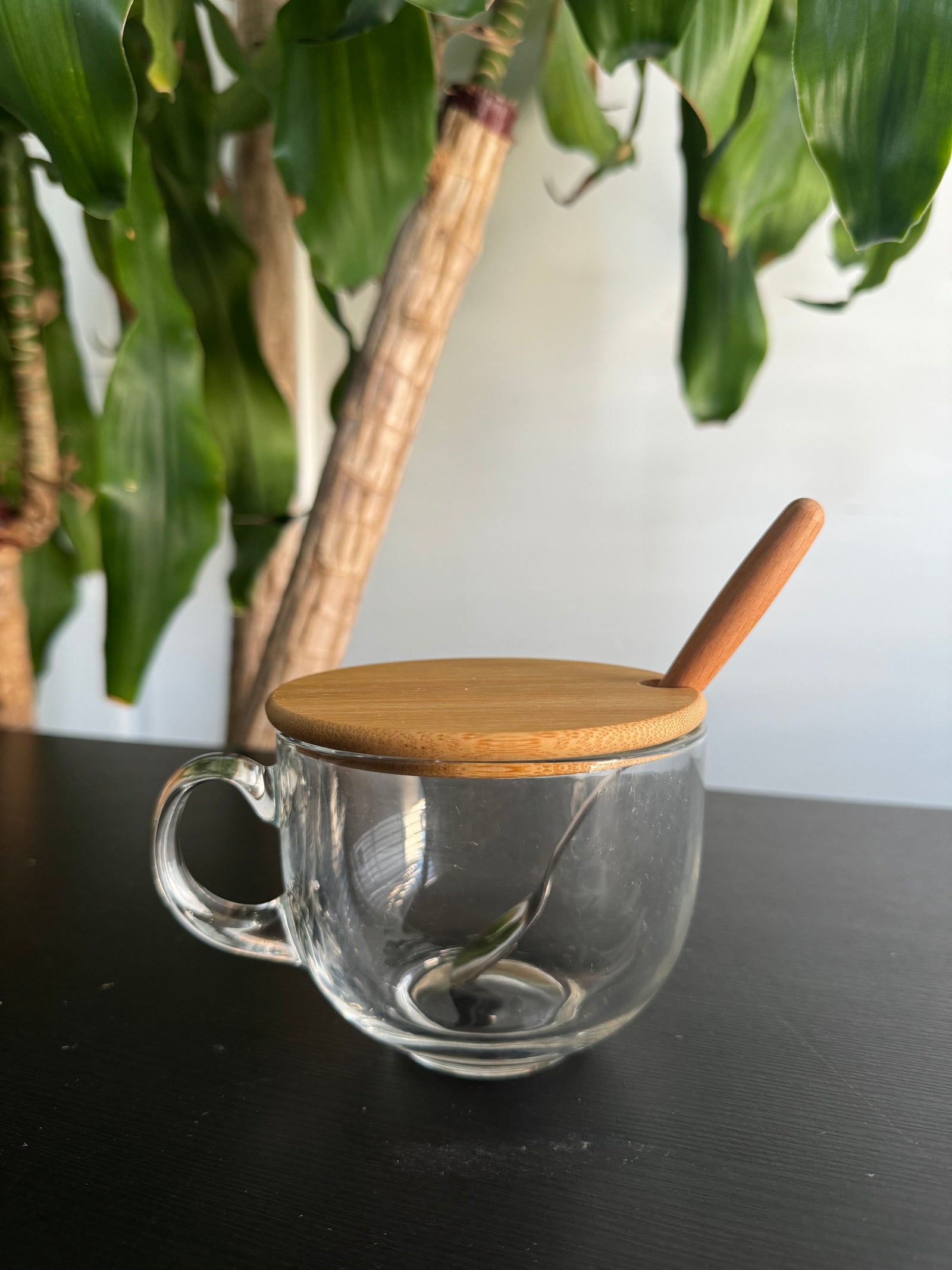 "Bambi" Bamboo Steeping Glass Mug w/ Spoon