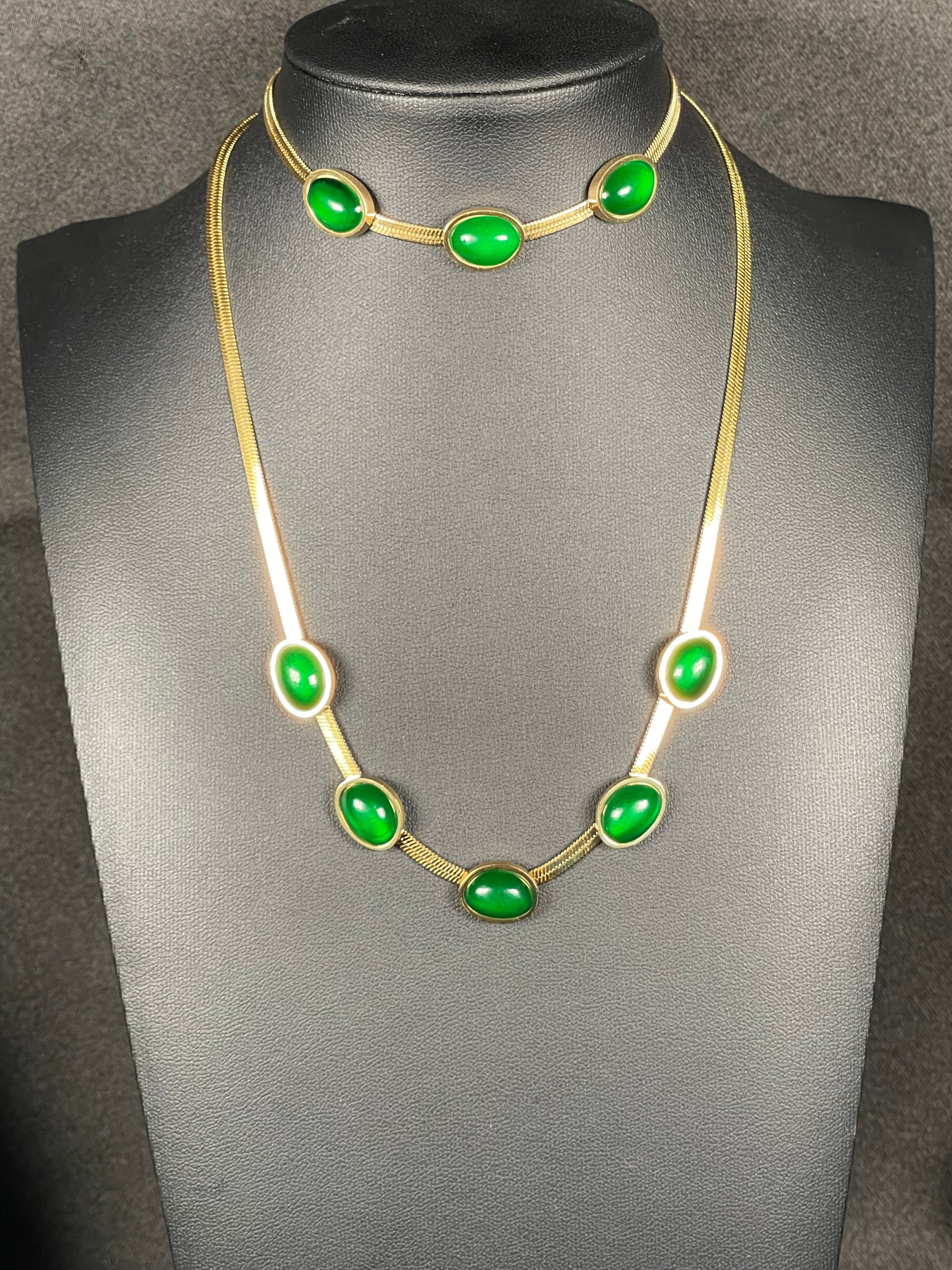 Green Agate Bracelet And Necklace Set