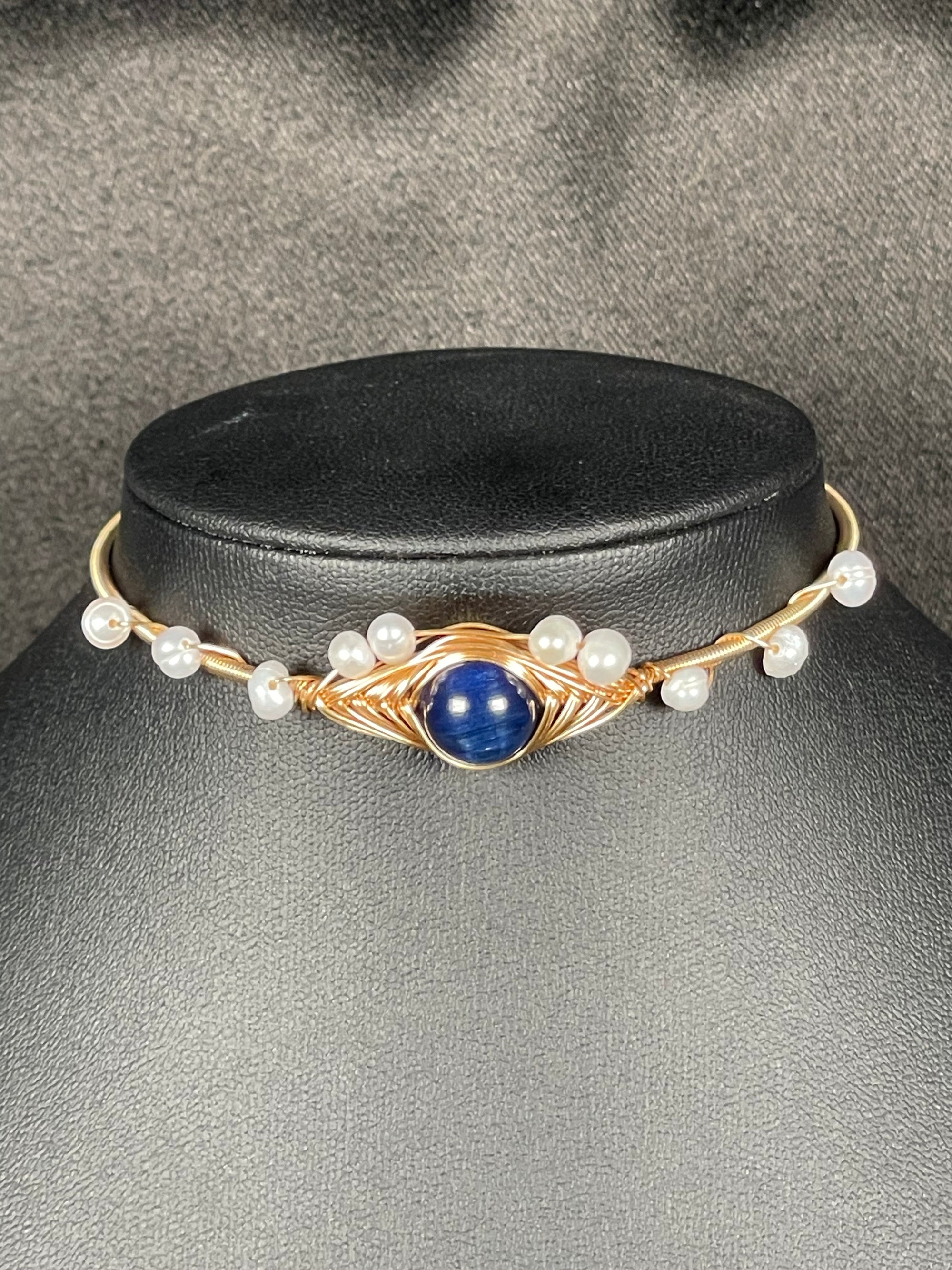Blue Kyanite And Pearl Bracelet