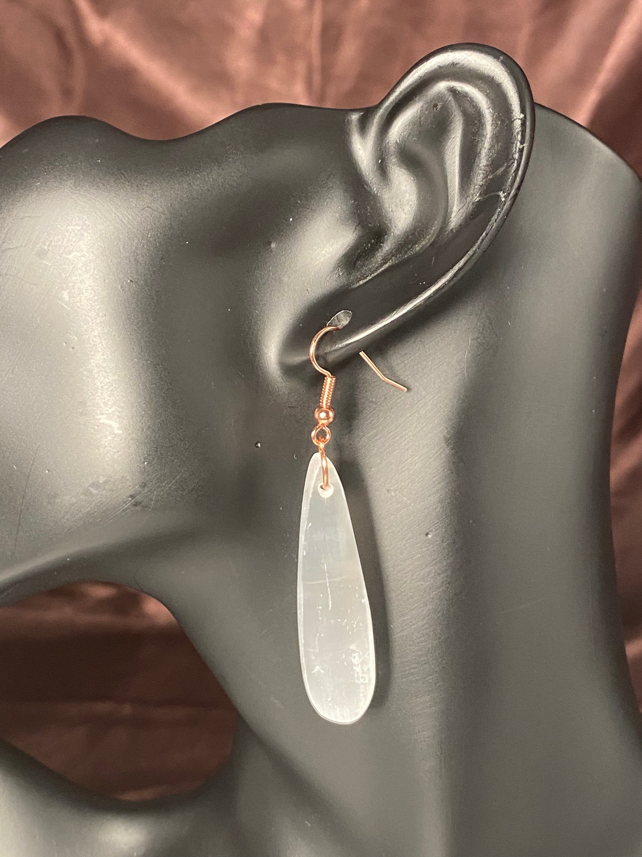 Selenite Oval Earrings