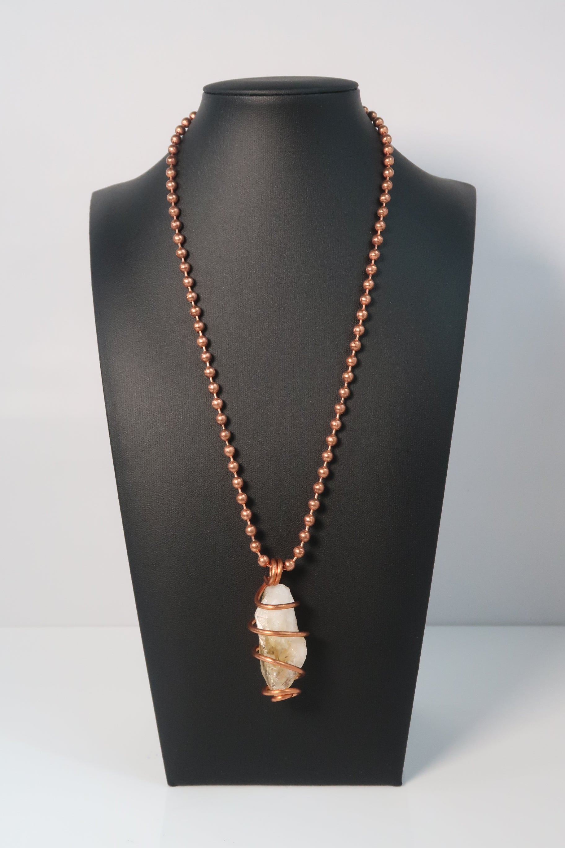 Citrine Copper Wrapped Crystal Skinny Chain