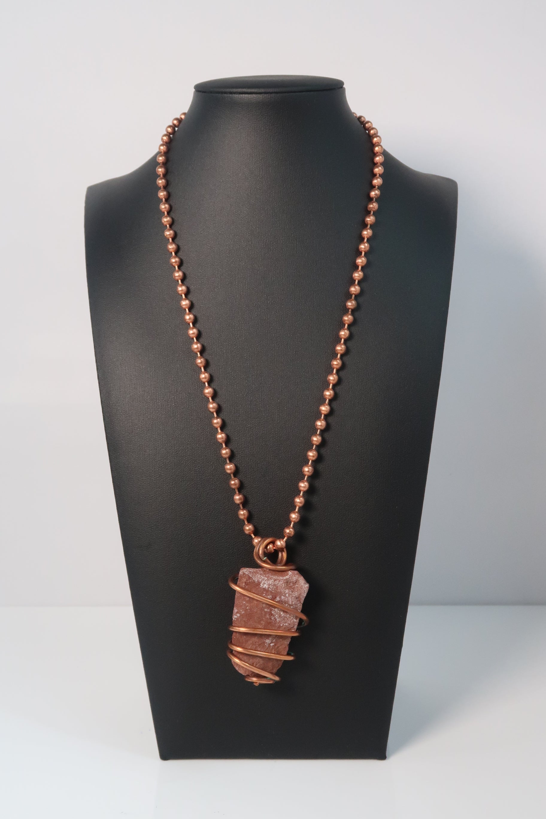 Red Jasper Copper Wrapped Crystal Chain Necklace