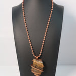 Tiger's Eye Copper Wrapped Crystal Chain Necklace