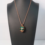 Malachite Copper Wrapped Crystal Chain Necklace